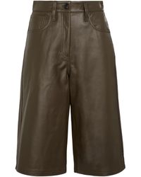 Dries Van Noten Leather Bermuda Shorts - Green
