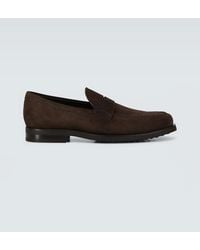 Tod's - Suede Penny Loafers - Lyst