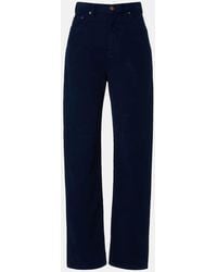 Victoria Beckham - Pantalones Rectos De Pana De Algodon De Tiro Alto - Lyst