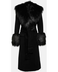 Dolce & Gabbana - Manteau en laine et cachemire a fourrure synthetique - Lyst