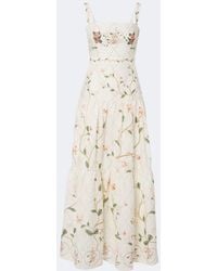 Agua Bendita - Lima Floral Embroidered Linen Maxi Dress - Lyst