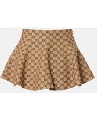 Gucci - Logo-Jacquard Cotton-Blend Mini Skirt - Lyst