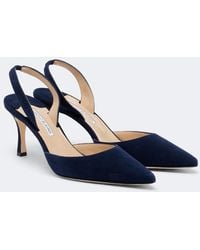 Manolo Blahnik - Carolyne 70 Suede Slingback Pumps - Lyst