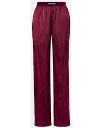 Tom Ford - Pantalon Ample En Satin De Soie Melangee - Lyst