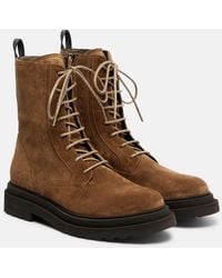 Brunello Cucinelli - Suede Combat Boots - Lyst