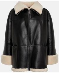 TOTEME - Shearling Leather Biker Jacket - Lyst