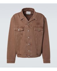 Miu Miu - Giacca Di Jeans Con Logo - Lyst