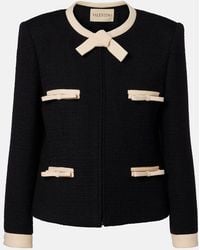 Valentino - Bow-Detail Wool-Blend Tweed Jacket - Lyst