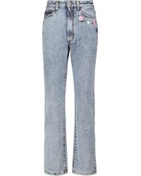 Alessandra Rich Floral High-rise Straight Jeans - Blue