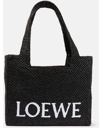 Loewe - Paula's Ibiza - Borsa Medium in rafia con logo - Lyst