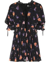 Self-Portrait Exklusiv bei Mytheresa – Bedrucktes Minikleid aus Crêpe - Schwarz