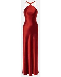 STAUD - Cadence Beaded Satin Gown - Lyst