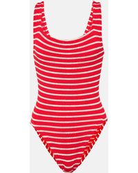 Hunza G - Square Neck Striped Swimsuit - Lyst