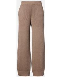 Brunello Cucinelli - Ribbed-Knit Cotton-Blend Wide-Leg Pants - Lyst