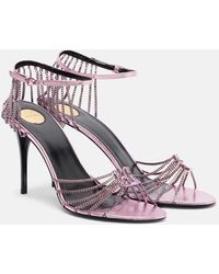 Saint Laurent - Babylone 90 Leather-Trimmed Sandals - Lyst