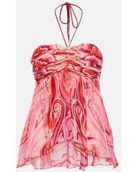 Etro - Halterneck Silk-blend Top - Lyst