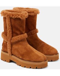 Aquazzura - Teddi 20 Shearling-Trimmed Suede Ankle Boots - Lyst