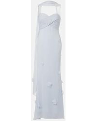 Self-Portrait - Vestido De Fiesta De Georgette Con Aplique - Lyst