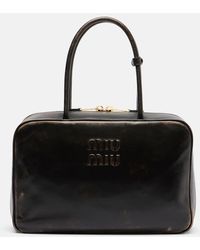 Miu Miu - Beau Logo Leather Tote Bag - Lyst