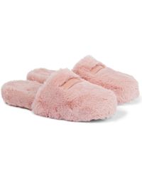 Damen Schuhe Flache Schuhe Pantoletten Gianvito Rossi Gummi Slippers aus Teddy in Pink 
