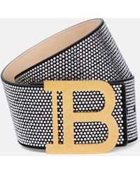 Balmain - Cintura B-Belt in suede con cristalli - Lyst