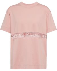 Givenchy Lace-trimmed Cotton Jersey T-shirt - Pink