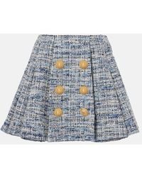 Balmain - Tweed Skirt With Pleats - Lyst