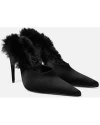 Magda Butrym - Mules aus satin und faux fur - Lyst