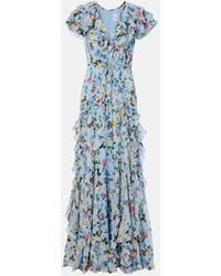 Carolina Herrera - Floral Ruffled Silk Gown - Lyst