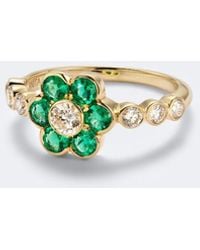 Anita Ko - Flora 18Kt Ring With Emeralds And Diamonds - Lyst