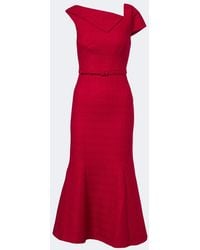 Roland Mouret - Belted Asymmetric Boucle Cocktail Dress - Lyst