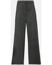 Brunello Cucinelli - Wool-Blend Wide-Leg Pants - Lyst