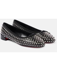 Christian Louboutin - Sweetie Jane Spikes Leather Flat - Lyst