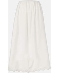 Posse - Antoinette Embroidered Cotton Maxi Skirt - Lyst