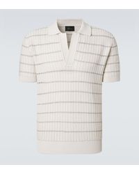 Brioni - Embroidered Cotton And Linen Polo Shirt - Lyst