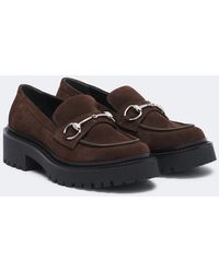 Gucci - Rhody Horsebit Suede Platform Loafers - Lyst