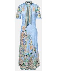 Etro - Midikleid Aus Satin - Lyst