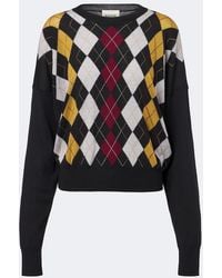 KHAITE - Tammy Wool And Silk Argyle Sweater - Lyst