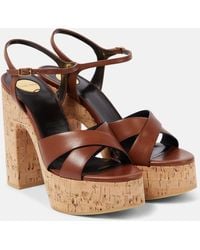 Saint Laurent - Bianca 125 Leather Platform Sandals - Lyst