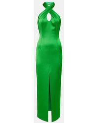 Rasario - Halterneck Satin-finish Dress - Lyst