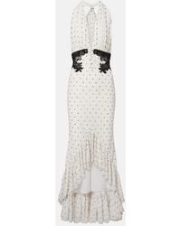 Self-Portrait - Lace-Trimmed Polka-Dot Maxi Dress - Lyst