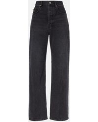 Saint Laurent - Jeans A Gamba Larga E Vita Alta - Lyst