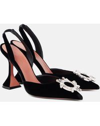 AMINA MUADDI - Begum 95 Embellished Velvet Slingback Pumps - Lyst