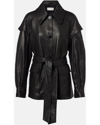 Nour Hammour - Perrin Belted Leather Jacket - Lyst