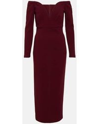 Roland Mouret - Off-Shoulder-Midikleid Aus Wolle - Lyst