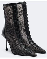 Jimmy Choo - Scarlett Leather-Trimmed Lace Ankle Boots - Lyst