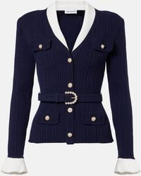 Self-Portrait - Belted Ribbed-Knit Cardigan - Lyst