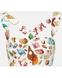 Dolce & Gabbana - Capri Printed Cotton Crop Top - Lyst