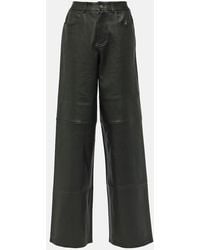 Stouls - High-Rise Leather Wide-Leg Pants - Lyst