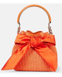 Jimmy Choo - Bon Bon Bow-Detail Raffia Bucket Bag - Lyst